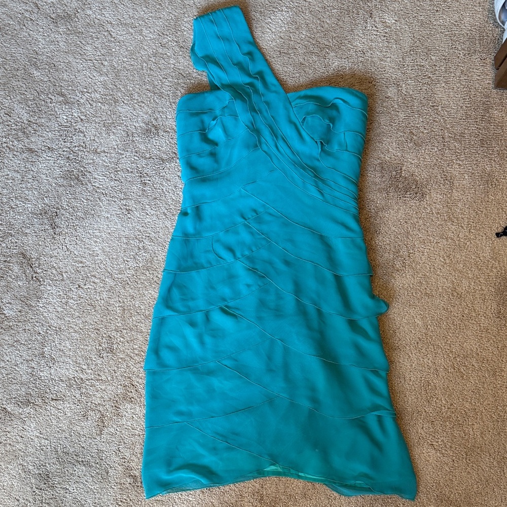 Max & Cleo Asymmetrical Turquoise Dress